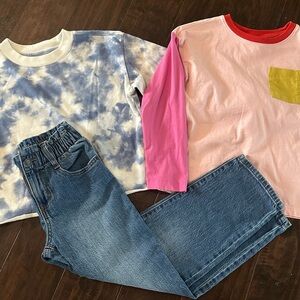 Back to school outfits jeans, top, sweatshirt Hanna Andersson GAP Cat & Jack 8